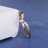 0.2ct Pear Cut Simulated Diamond Chevron Crown Wedding Band 14k Rose Gold Plated