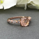 1.5ct Round Cut Peach Morganite Solitaire Engagement Ring 14k Rose Gold Finish