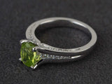 2.3ct Engagement Ring Oval Cut Green Peridot Diamond Accent 14k WhiteGold Finish