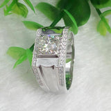 4ct Round Diamond Accent Solitaire Men Engagement Ring 14k White Gold Finish