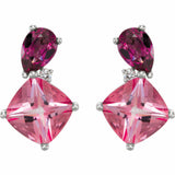 1ct Cushion Cut Pink Sapphire Gorgeous Stud Earrings Women 14k White Gold Finish
