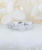 1.3ct Marquise Cut Diamond Wedding Ring Band Floral Cluster 14k WhiteGold Finish