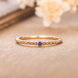0.1ct Round Cut Simulated Sapphire Bezel Set Dainty Ring 14k Yellow Gold Plated
