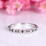 1.2ct Round Cut Black Diamond Wedding Band Half Eternity 14k White Gold Finish