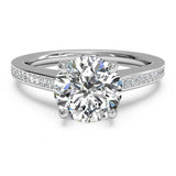 2.6ct Round Cut Diamond Engagement Ring Accents Solitaire 14k White Gold Finish