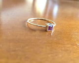 0.3ct Engagement Ring Princess Cut Pink Ruby Minimalist 14k White Gold Finish
