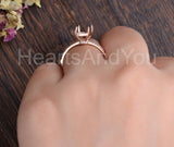 0.45ct Oval Stone Ring Setting Round Simulated Semi Mount 14k Rose Gold Plated