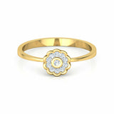 1.2ct Round Cut Diamond Engagement Ring Floral Minimalist 14k Yellow Gold Finish