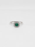 0.2ct Princess Cut Simulated Emerald Minimalist Halo Ring 14k White Gold Plated
