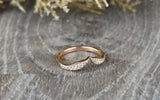 0.6ct Round Cut Diamond Wedding Ring Band 14k RoseGold Finish Curved Leaf Bridal