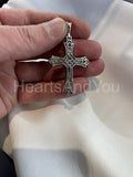 2ct Round Cut Moissanite Jesus Face Cross Pendant 14K White Gold Plated NO CHAIN