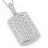 4Ct Round Cut Diamond Iced Dog Tag Shape Pendant 14K White Gold Finish NO CHAIN