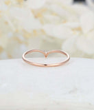 0.1ct Round Cut Diamond Wedding Ring Band Curved Minimalist 14k Rose Gold Finish