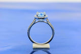 2.1ct Oval Blue Aquamarine Engagement Ring Round Accent Halo 14k White Gold Over