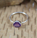 1.5ct Engagement Ring Oval Cut Purple Amethyst Solitaire 14k White Gold Finish