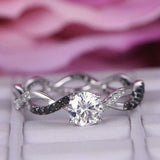 1.5ct Round Cut Diamond Engagement Ring Infinity Twist Band 14k WhiteGold Finish
