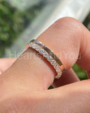 0.5ct Round Cut Moissanite Dual Row Eternity Wedding Band 14k Yellow Gold Plated
