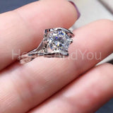 0.5ct Round Cut Moissanite Split Shank Engagement Ring 14k White Gold Plated