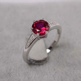 2.1ct Round Cut Pink Ruby Solitaire with Accent Ring 14k White Gold Finish