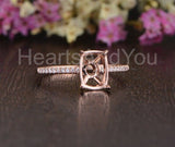 0.45ct Oval Stone Ring Setting Round Simulated Semi Mount 14k Rose Gold Plated