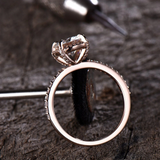 1.5ct Engagement Ring Round Cut Diamond Diamond Accent Halo 14k Rose Gold Finish