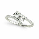 3.5ct Round Cut Diamond Two Stone Solitaire Engagement Ring 14K White Gold Over