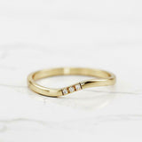 Curved Minimalist Wedding Band 0.15ct Round Cut VVS1D Diamond 14k Rose Gold Over