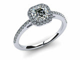 1.5ct Asscher Cut Accent Solitaire Halo Engagement Ring 14k White Gold Finish
