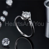 0.5ct Round Cut Moissanite Twist Solitaire Engagement Ring 14k White Gold Plated
