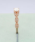 Vintage Milgrain Engagement Ring 1.5ct Round Cut Diamond 14k Rose Gold Finish