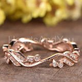 0.15ct Round Cut Moissanite Floral Leaf Vine Wedding Band 14k Rose Gold Plated
