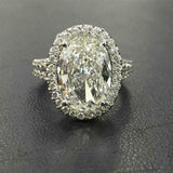 4ct Oval Cut Diamond Halo Split Shank Engagement Ring 14K White Gold Finish