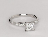 2Ct Princess Diamond Twist Shank Solitaire Engagement Ring 14K White Gold Finish