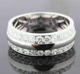 2.2ct Round Cut Moissanite Dual Row Wide Men's Wedding Band 14k WhiteGold Plated