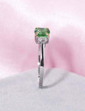 1ct Round Green Emerald Engagement Ring Trilogy Minimalist 14k White Gold Finish