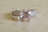 2.3ct Round Cut Peach Morganite Solitaire Cluster Accent Ring 14k WhiteGold Over