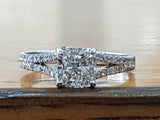 3Ct Cushion Cut Diamond Split Band Solitaire Engagement Ring 14K White Gold Over