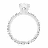 3Ct Round Cut Diamond Engagement Solitaire Ring with Accents 14K White Gold Over