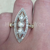2.2ct Round Cut Moissanite Vintage-Inspired Cocktail Ring 14k Dual Gold Plated