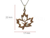 0.02ct Round Cut Moissanite Maple Leaf Pendant 14k Rose Gold Plated NO CHAIN
