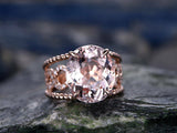 3Ct Oval Cut Peach Morganite Unique Infinity Engagement Ring 14K Rose Gold Over