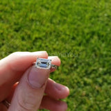 0.4ct Emerald Simulated Diamond Solitaire Engagement Ring 14k White Gold Plated