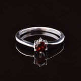 0.15ct Engagement Ring Round Cut Red Garnet 4 Prong Solitaire 14k WhiteGold Over