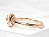 2ct Engagement Ring Round Cut Peach Morganite Halo Solitaire 14k RoseGold Finish
