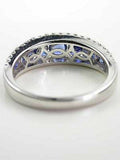 2ct Round Cut Blue Sapphire Wedding Band Ring Anniversary 14k White Gold Finish