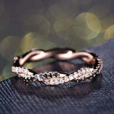 1.5ct Round Cut Black & White Diamond Infinity Eternity Band 14k RoseGold Finish