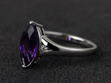 2.3ct Engagement Ring Marquise Cut Purple Amethyst Trilogy 14k White Gold Finish