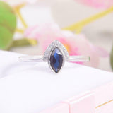 1.5ct Marquise Blue Sapphire Engagement Ring Unique Stylish 14k White Gold Over