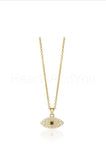 0.6ct Round Cut Moissanite Evil Eye Pendant 14k Yellow Gold Plated NO CHAIN
