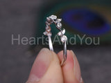 0.4ct Round Cut Moissanite Leaf Vine Anniversary Women Band 14k WhiteGold Plated